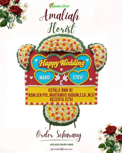 Karangan Papan Bunga Pernikahan di Simojayan